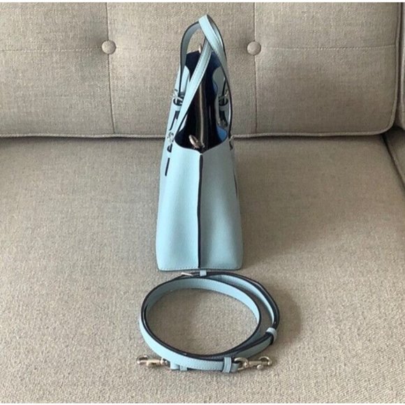 Coach Leather Mollie Tote 25 C4084 💙 Sky Blue SVSW7 NWOT $328 - Picture 6 of 8